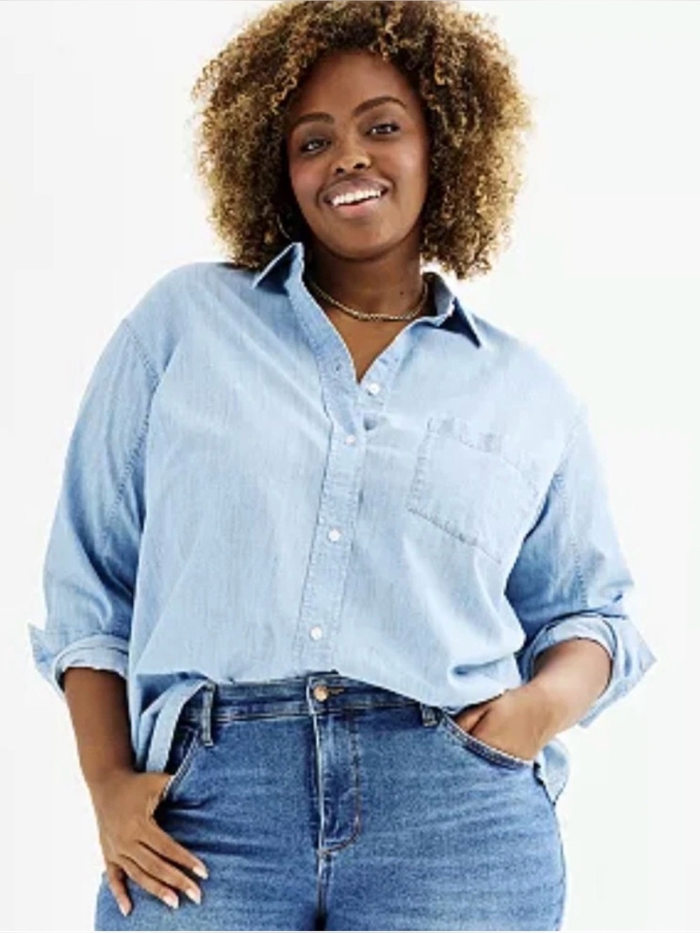 NWOT Sonoma Light Blue 100% Cotton Button-Down Shirt - Women's Top